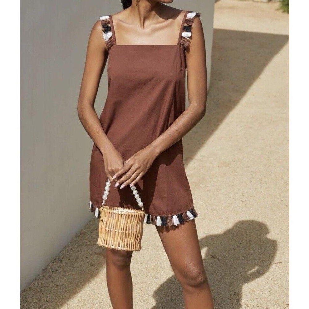 Anthropologie Pink Sleeveless Sundress with Square Neck
